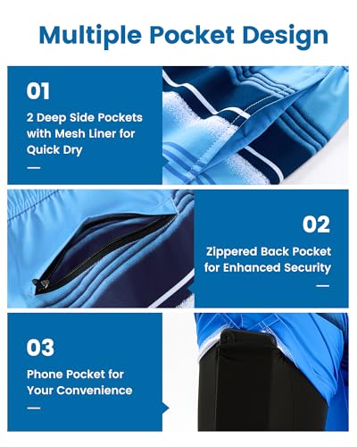 Image of maamgic Mens Swim Trunks with Compression Liner 7 Inch Inseam Mens Bathing Suit Quick Dry Swimming Trunks Swimsuit