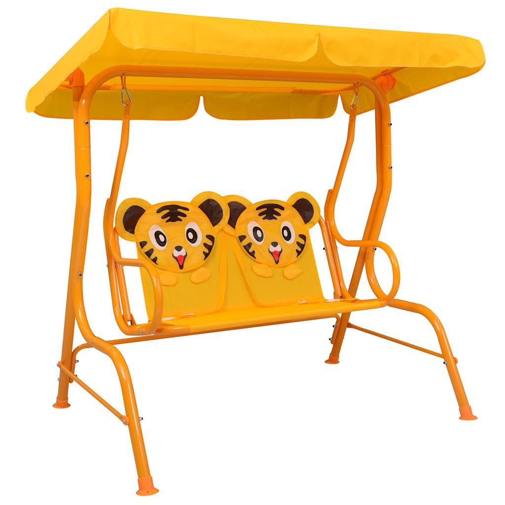 vidaXL Kinder Hollywoodschaukel Kinderschaukel Gartenschaukel Gartenbank Schaukelbank Hängeschaukel Gartenmöbel Gelb 115x75x110cm Stoff
