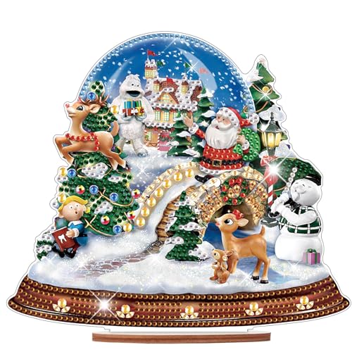 antor Christmas Diamond Painting Kits Desktop Ornaments, Diamond Art Santa Claus Christmas Deer Ornaments Diamond Painting Tabletop Ornaments Kit DIY Diamond Art Painting Xmas Decor DIY Crafts Gift