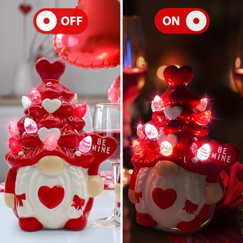 Valentines Day Decorations, Small Valentines Day Gnomes Ceramic Tree Decor, Valentine Gnomes Decor, Valentine's Day Decorations, Valentine Ceramic Tree Decoration for Home, Table - Image 5