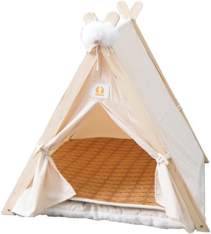 ペットベッド オフグラウンド ペットテント 猫ベッド 犬ベッド 密閉式 安心感 四季対応 ユニバーサル 小型犬ケージ (ベージュ＋ク