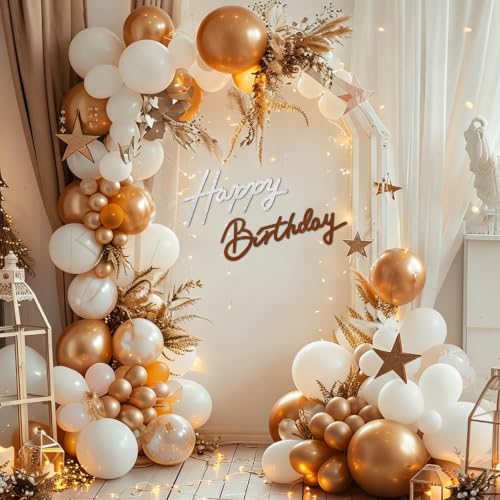 Image of TONIFUL Happy Birthday Sign for Backdrop - Glitter Brown Silver Felt Banner - Includes Dot Glue - Perfect for Birthday Party Backdrop,Wall Decr,Balloon Arch,Photo Background