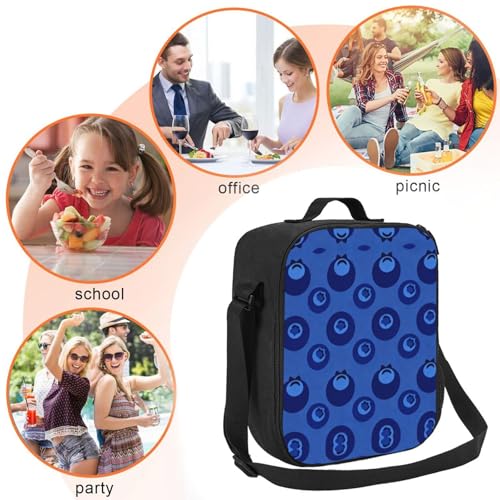 DUYKIMQW Blueberry Sea Print Boîte à déjeuner isotherme pour adultes, sac à déjeuner pour homme et femme avec sangle réglable – vue 5