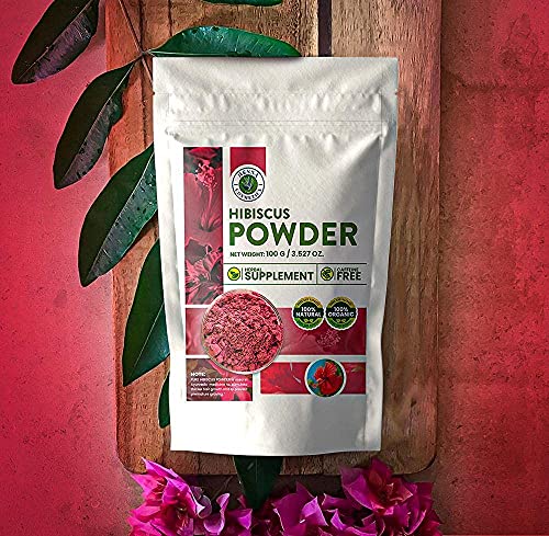 Hibiscus Powder, Herbal Supplement, For Tea, Skin & Hair Moisture 100 Grams | 100% Natural, Pure, Organic | Henna Cosmetics #TOP5