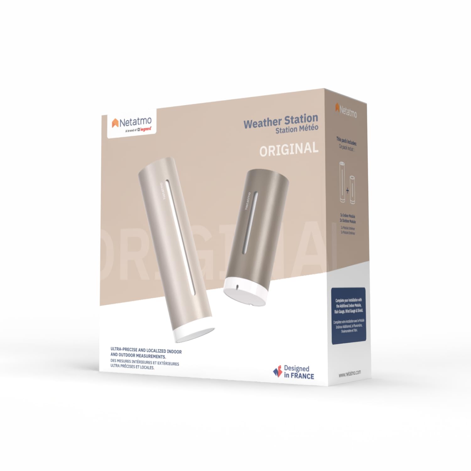 Netatmo Estación Meteorológica ORIGINAL 2ª gen | Interior y Exterior | Temperatura, Humedad, Calidad aire, UV, Pólenes, Previsiones | Compatible Apple, Alexa, Google - Arena - NWS-S-EC