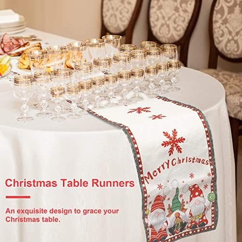 ACHANFLY Christmas Table Runner Red Christmas Table Cloth 33*180cm Snowflake Christmas Table Linens Xmas Table Runner Printed Long Christmas Tablecloths for Dining Room Home Party Christmas Decoration