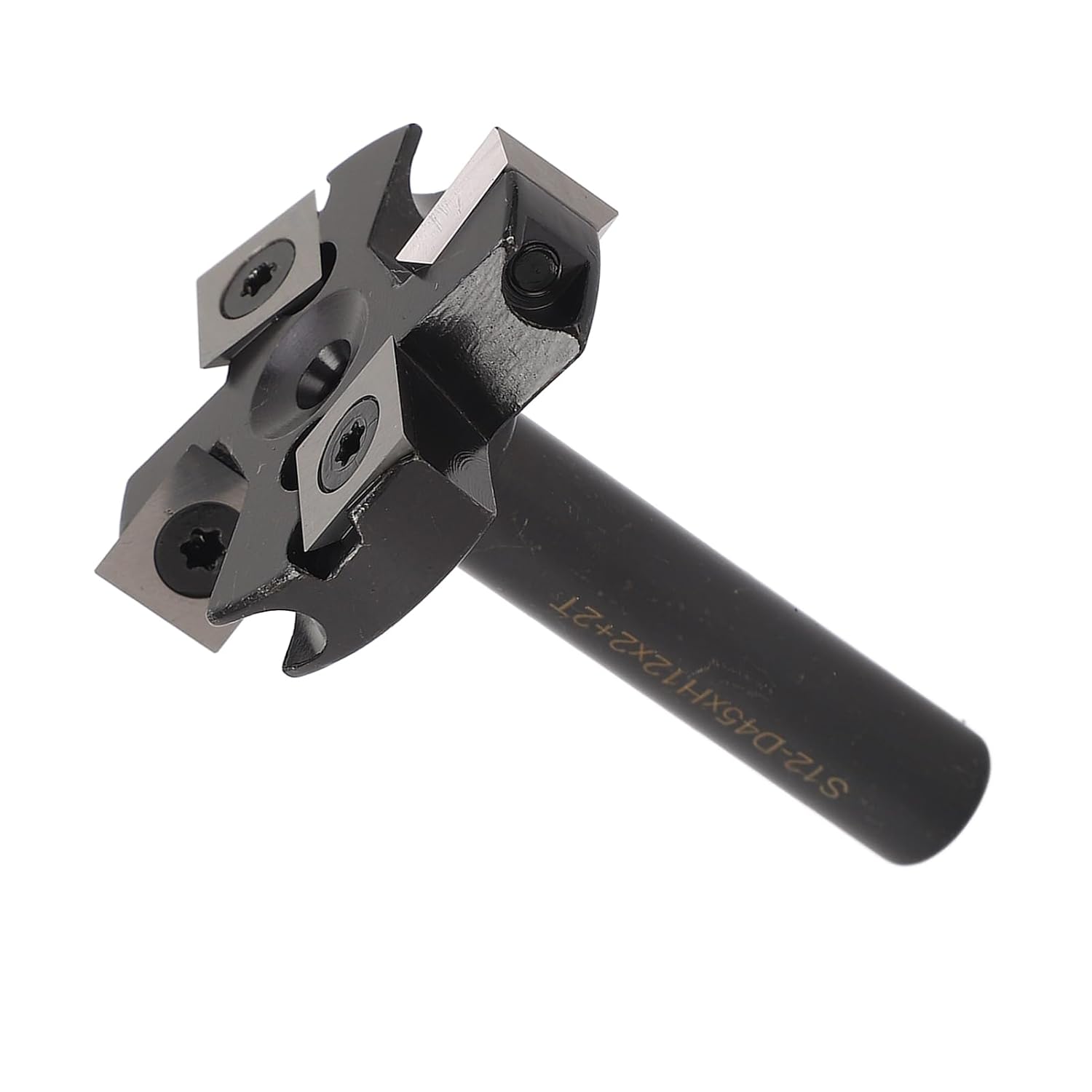 Spoilboard Surfacing Router Bit, 12mm Shank 1 - 3/4in Cut Diameter, 4 Flute Indexable Carbide Planing Bit for CNC and Table Router, Slab Flattening and Plywood Smoothing