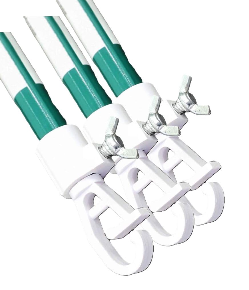 Prop Butterfly lock or Twist lock Metal Garden Washing Line Galvanised Outdoor Indoor Airer Rope String Cloths Laundry Support pole Extendable from 1.5 to 2.4m (3pk Butterfly Lock)