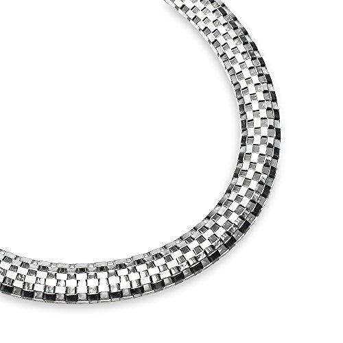 Image of Sterling Silver High Polished Dainty Italian Mesh Tube Chain Bracelet, 7.25 Inches