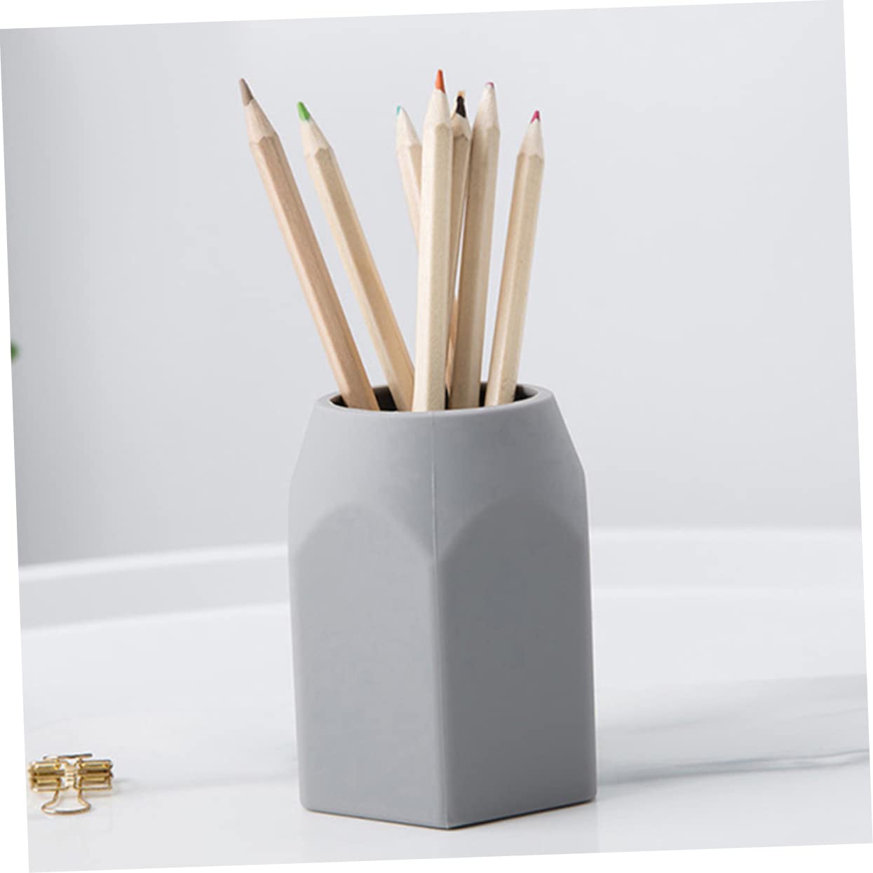 NUOBESTY 3 Set Supporto Per Penna Porta Pennelli Trucco in Silicone Portapenne Geometrico Tubo Di Cancelleria Organizer Per Matite Da Scrivania Grey Gel Di Silice 2 Pezzi * 3