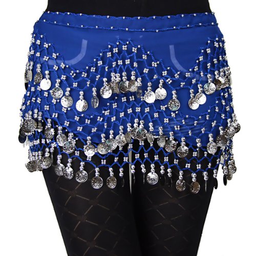 Moderno pañuelo de gasa de Hoter, para colocar en la cadera, con monedas plateadas colgando para bailar la danza del vientre