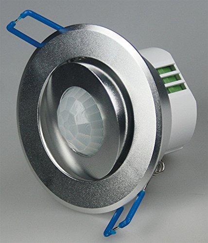Preisvergleich Produktbild Decken-Einbau-Bewegungsmelder 360°, 230V / 1200W, 6m, schwenkbar, silber / Alu