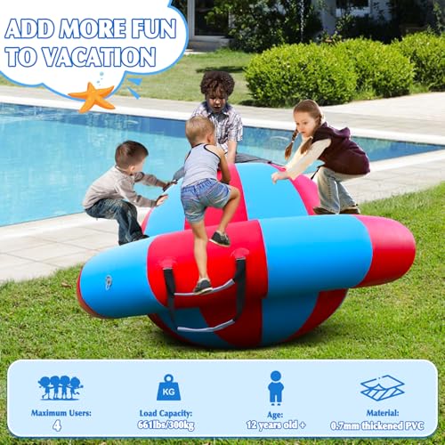 8.2FT Inflatable Dome Rocker Bouncer, Inflatable Balance Giant Roll and Play Seesaw Rocker, Max Weight 660 LBS, 5 Handles, 600W Air Pump, Inflatable Bouncer Holds Up to 4, Outdoor and Indoor,Water