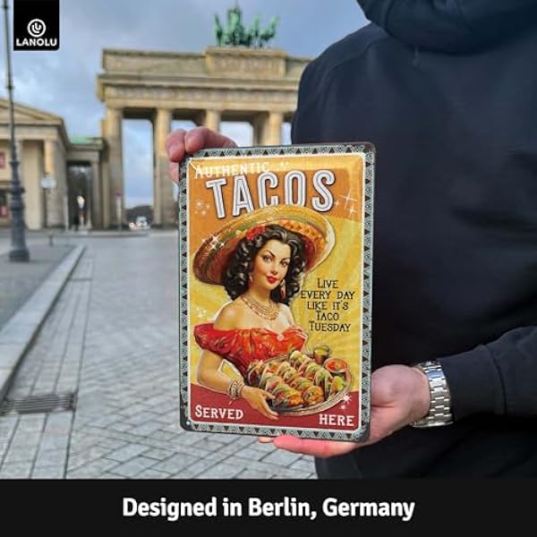 LANOLU Vintage жестяная вывеска Tacos забавная декоративная металлическая вывеска 20 x 30 см