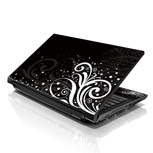 Image of LSS Laptop 15 15.6 Skin Cover with Colorful Black and White Floral Pattern for HP Dell Lenovo Apple Asus Acer Compaq - Fits 13.3 inch 14 inch 15.6 inch 16 inch (2 Wrist Pads Free)