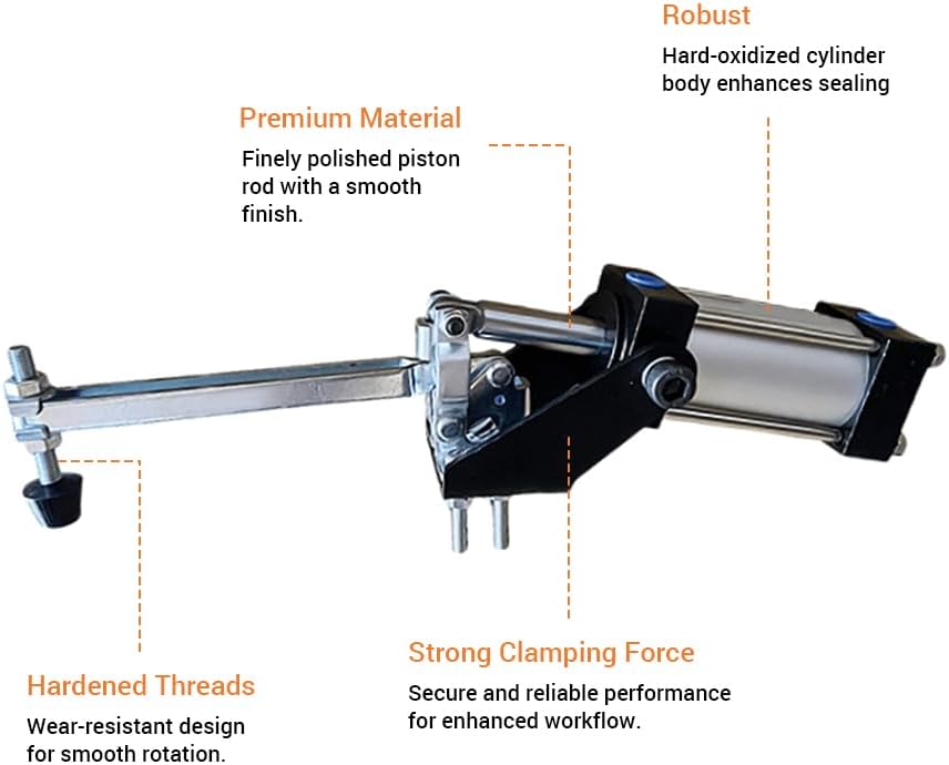 Pneumatic Clamp Fixture, GH-12050U-120 91kg/ 200LB Heavy Duty Force Cylinder Pneumatic Hold Down Quick Air Clamp for Woodworking Welding and CNC Holding