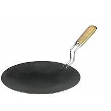 Traditional Handmade - Indian/Pakistani Iron Tawa - Tava - Taaba | Indian Griddle Pan | Crepe & Pancake Pan with Wooden Wire Handle Heavy Duty TAWA TAVA SAJ