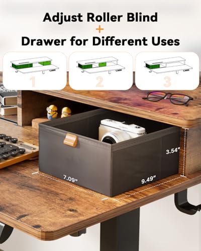 Image of JOY worker 35 inch Small Electric Adjustable Desk with Monitor Stand & Drawer