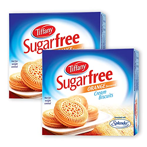 Image of Tiffany Sugar Free Orange Cream Sandwich Biscuits (Pack of 2, 162g) | Healthy Snacks for Diebetic | Sweetened With Splenda