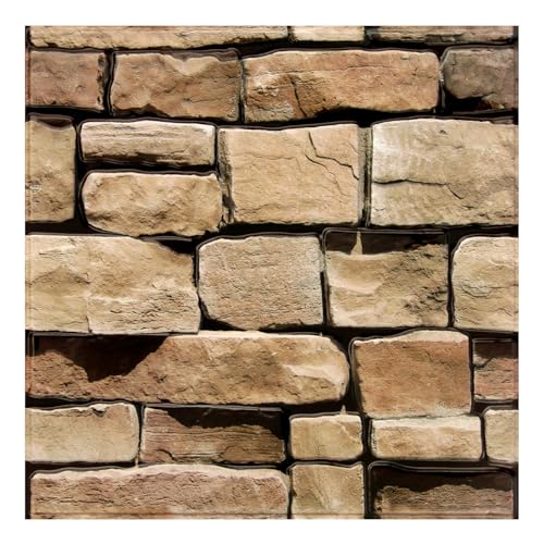 COMSTICKC Pannelli Adesivi per Pietra 3D, 10 Pezzi 30x30cm, Mattoni 3D Adesivi Murali, PVC Pannello Finta Pietra per Decorativi Pareti Interne Cucina, Bagno, Soggiorno (pietra marrone -1)