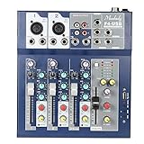 Muslady Consola Mezcladora de 4 Canales Función USB de 3 Bandas EQ Fantasma 48V con Procesador de Efectos Bulit-in Entrada de Micrófono