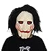 xiuyou Saw Mask Horror Killer Billy Mask Scary Clown Puppet Mask Creepy Latex Jigsaw Mask Halloween Costume Cosplay Props, White