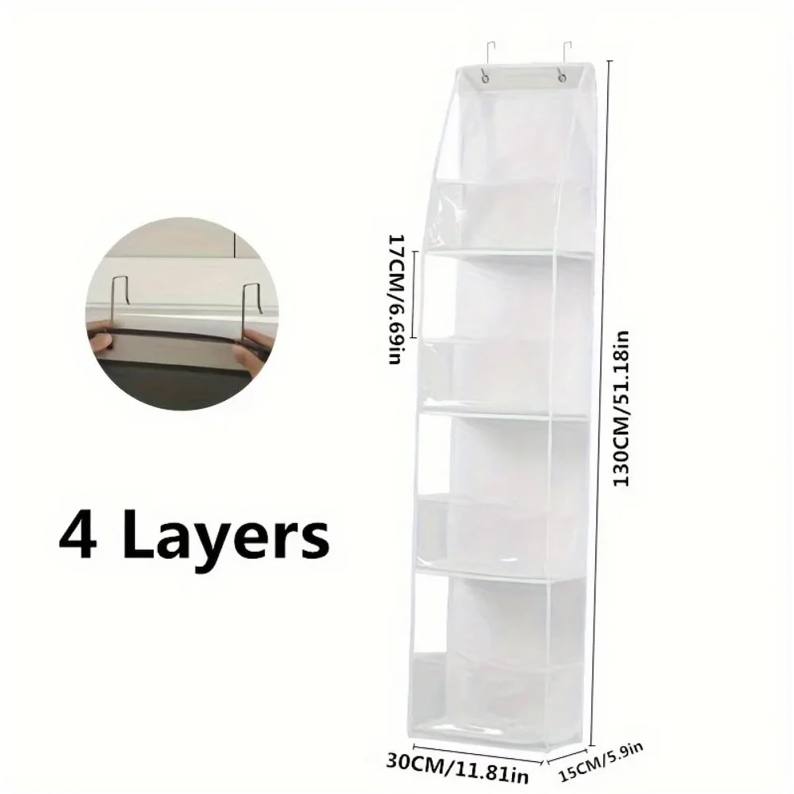 Hängeregal Wall Hanging Wardrobe Hanging Finishing Bags Transparent Hanging Organizers for Doors Underwear Socks Clothes Storage Organizer Für Schlafzimmer(Black,Small)