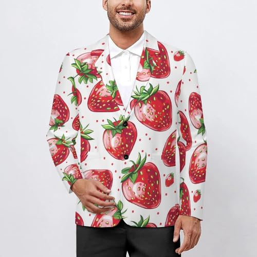 Strawberry Men's Suits Dress Business Formal Suit Print Jackets Coat For Wedding Party2