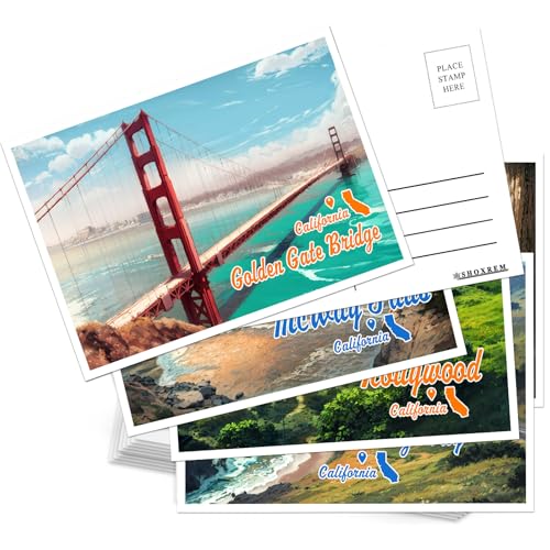 SHOXREM California Postcards Set, 24 Pieces, 4 x 6 inches,