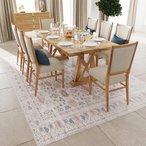 6x9 Durable Vinyl Rugs for Living Room, Vintage Floral Pattern