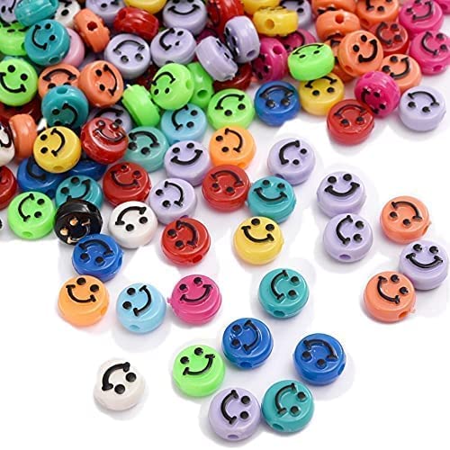 Amazon.co.jp: 120個 カラフル アクリル にこちゃんビーズ ニコちゃん