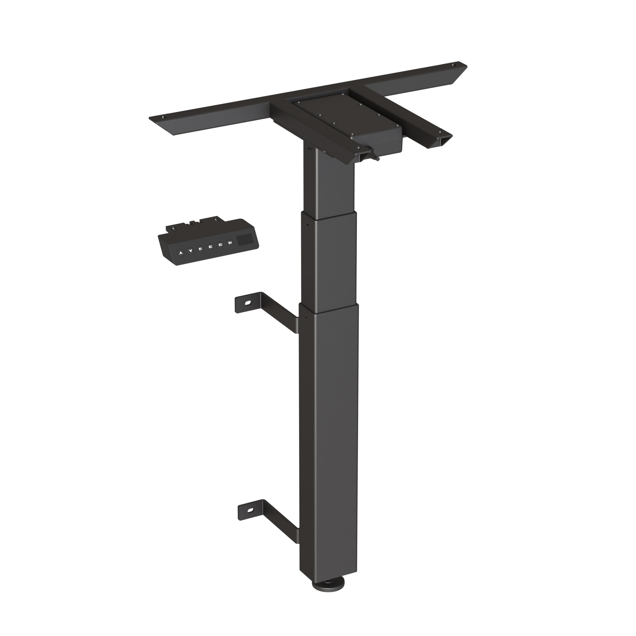 WallDesk höhenverstellbarer Wandtisch - Elektrisches Gestell - Höhe 59-125cm - Breite 55cm - Schwarz - Mit Speicherfunktion