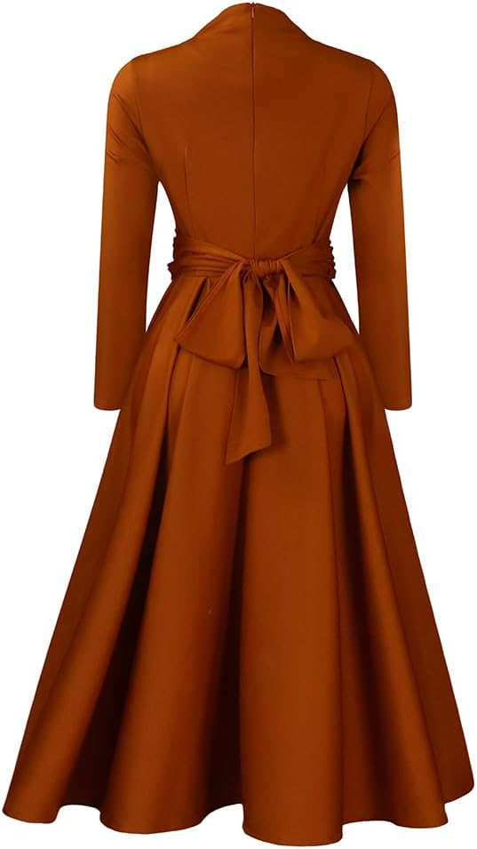 INR Women Elegant Long Dress Fashion Casual Dress High Waist Flowy Big Swing Dress - Image 5