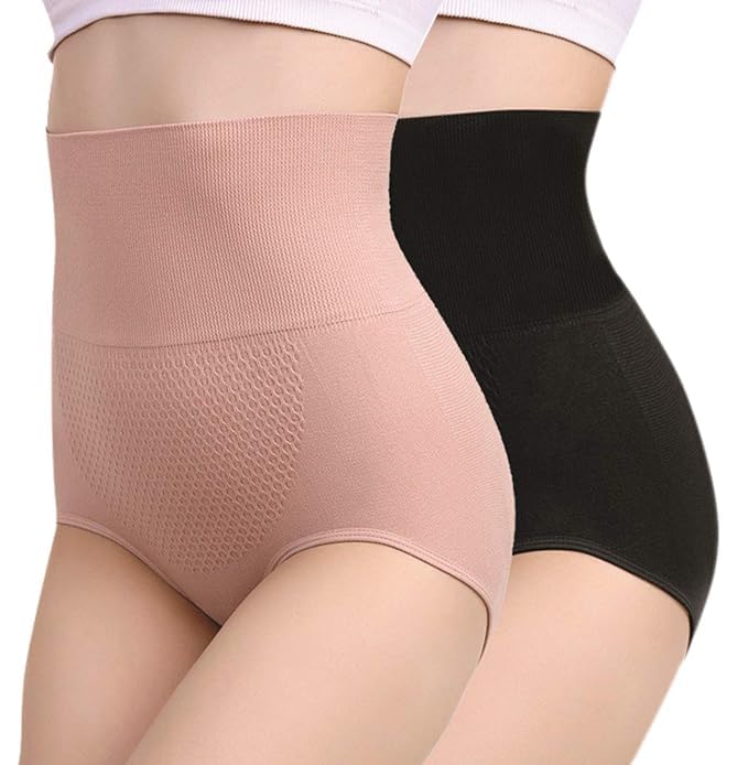 High Waist Tummy Control Shapewear Briefs for Women, Seamless, Cotton, 2 Pack-image-32