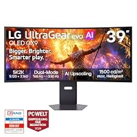 LG Ultragear™ 39GX950B-B 39 Zoll 21:9 Curved 5K2K OLED Gaming Monitor, 165Hz/330Hz Dual Mode, AI Upscaling, DisplayHDR True Black 500, AMD FreeSync Premium Pro, USB-C (90W), Schwarz – Ansicht 2