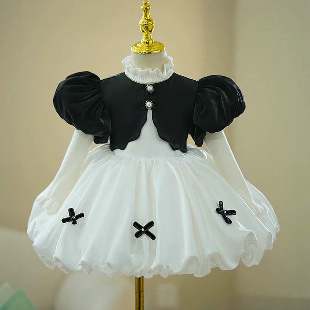 ZBDZSW Vestidos de Fiesta Eid Niñas de Las Flores Elegantes Vestidos de Noche Cortos Blancos Fiesta Infantil Cumpleaños Vestido de Desfile de Lujo