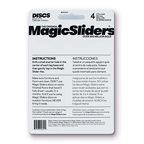 Magic Sliders 04301 1-3/16-Inch Furniture Glide Round Nail On Sliding Disc 4 Count #TOP1