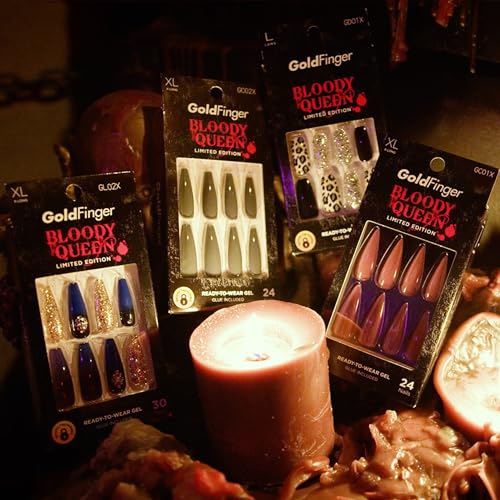 Gold Finger Bloody Queen Limited Edition Press-On Nails, X-Long