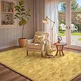 Lascpt Super Soft Shag Area Rug for Living Room, 4x6 ft Yellow Rug for Girls Bedroom, Modern Plush Throw Rug for Kids Room, Fuzzy Floor Carpet for Indoor Dorms Office Nursery Women Home Decor