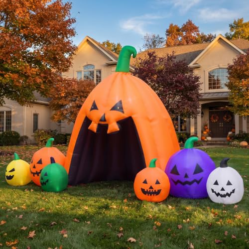 Image of MGparty 14.5FT Halloween Inflatable Walk-in Pumpkin House with LED Lights