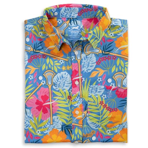 ChalkTalkSPORTS Lacrosse Short Sleeve Button Down - Performance Lacrosse Dress Shirt - Youth & Adult Sizes