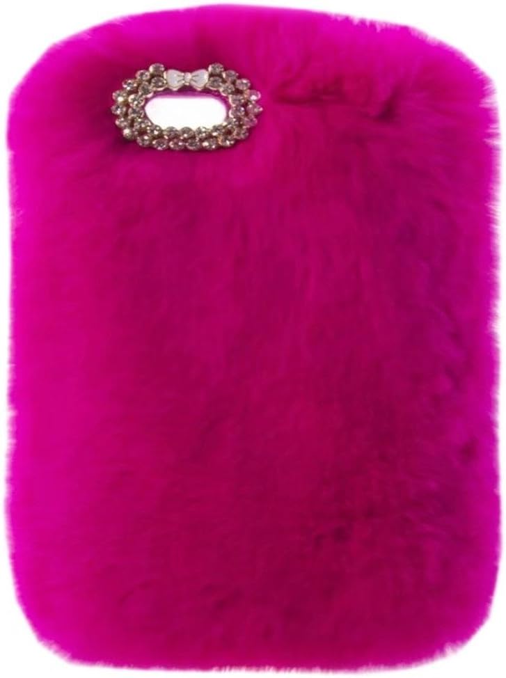 Case for iPad 10th Generation 2022 10.9",Handmade Diamond Furry Luxury Bling Fluffy Winter Warm Soft Rabbit Fur Plush Cover Case for iPad 10th Gen 2022 10.9" A2696 A2757 A2777 (Pink)