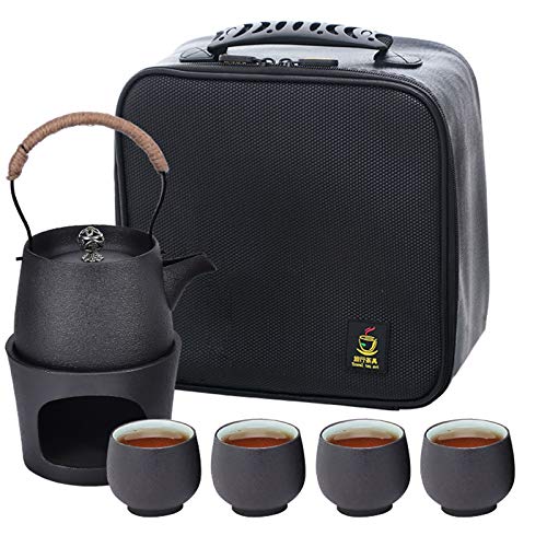 Ceramic Chinese Tea Set Kungfu Tea Pot Cup Set Japanese Tea Set Portable Travel Ceramic Teapot Set with Stove, Teacup, Travel Bag Porcelain Teacups for Outdoor Office Picnic Camping
