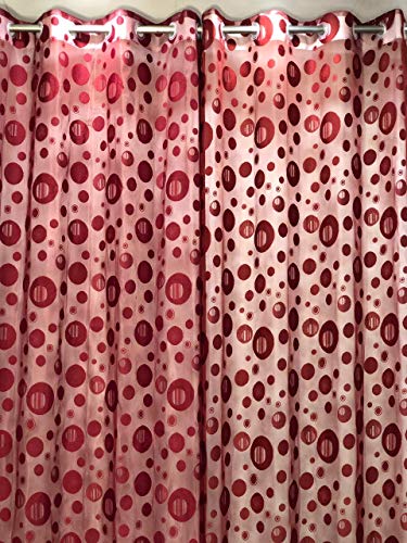 Image of Bubbles Design Imported Tissue Net 9 ft Curtains 1 Psc (Maroon)