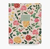 RIFLE PAPER CO. 2025 12-Month Appointment Notebook | 7.75' × 9.75' Lightweight Canvas Planner with Monthly Calendar View, Agenda with Thread-Stitched Binding, 24 Pages | Roses Pattern