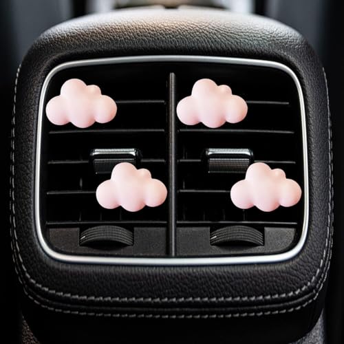 Image of Pink Cloud Car Air Freshener - 4 Pcs Cute Cloud Car Diffuser Vent Clips for Women