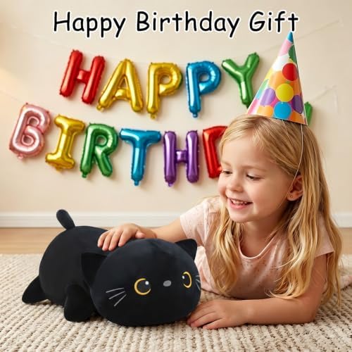 SQEQE Weighted Black Cat Plush, Weighted Stuffed Animal for Anxiety, Cute Black Cat Plushies Toy Gift for Kids(13.8 Inch/1.6 Lbs) — view 7
