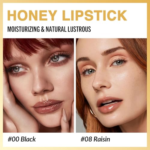 Image of evpct 2Pcs Nude Brown Honey Lipstick Moisturizing Lip Balm for Older Women | Hydrating Formula Tinted Lip Oil Stick, Sheer Lightweight Softening, Shine Glowy Lipgloss Lips Color Tint Stain, Cruelty-Free