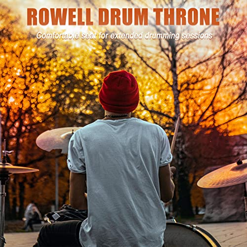 Rowell Drum Throne Universal Upgraded,Padded Drum Seat Portable Height Adjustable Drumming Stools With Anti-Slip Feet For Adults And Kids Black (Black) (Thickened Seat) #TOP6