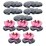 Ornement floral de jardin - une miniature créative en forme de lotus et de feuilles de lotus, réaliste et adorable, est un excellent accessoire de décoration pour votre jardin